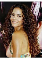 Sweet Long 24 Inch Wavy Brown African American Lace Wigs 