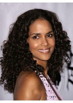 Impressive Medium Curly Sepia African American Lace Wigs 