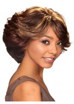 Outstanding Short Wavy Side Bang African American Lace Wigs for Women 