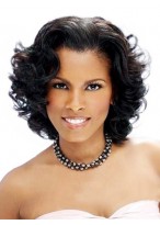 New Style Short Wavy No Bang African American Lace Wigs for Women 