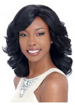 Noble Medium Wavy African American Lace Wigs for Women 12 Inch 