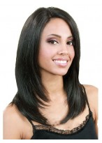 Discount Medium Straight No Bang African American Lace Wigs for Women 16 Inch 