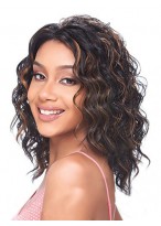 Elegant Medium Curly African American Lace Wigs for Women 12 Inch 