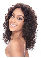 Shinning Medium Curly No Bang African American Lace Wigs for Women 14 Inch 