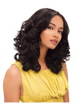 Marvelous Medium Wavy No Bang African American Lace Wigs for Women 12 Inch  