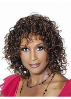 Attractive Medium Curly African American Lace Wigs for Women 12 Inch 