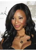 Lustrous Long Wavy Black African American Full Lace Wigs for Women 20 Inch 