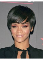 Lustrous Short Straight Black African American Wigs for Women 6 Inch  