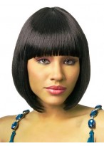 Simple Short Straight Black Full Bang African American Wigs for Women 10 Inch 