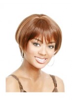 Concise Short Straight Full Bang African American Wigs for Women 6 Inch 
