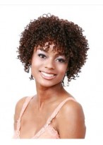 Adjustable Short Curly Full Bang African American Wigs for Women 10 Inch 