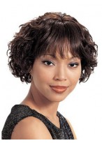 Chic Short Wavy Full Bang African American Wigs for Women 