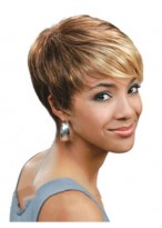 New Style Short Straight Full Bang African American Wigs for Women 