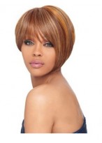 Dainty Short Straight Full Bang African American Wigs for Women 