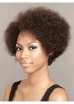 Delicate Short Curly Brown No Bang African American Lace Wigs 