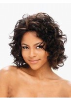 Popurlar Short Curly Sepia African American Lace Wigs for Women 