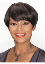Attractive Short Straight Sepia African American Wigs for Women 