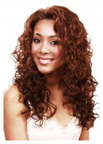 New Glamourous Long Curly Red No Bang African American Lace Wigs 