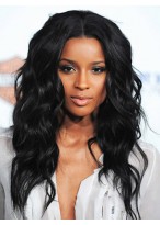 Faddish Long Wavy Black African American Lace Wigs for Women 18 Inch 
