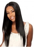 Sexy Long Straight Black No Bang African American Lace Wigs for Women 