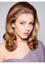 Popurlar Lace Front Medium Wavy Top Quality High Heated Fiber Wig 