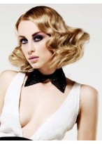 Fashion Medium Soft Bob Wavy Top Quality High Heated Fiber Hair Wig for Woman about 12 Inch 