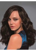 2013 New Arrival Long Wavy Natural Black Lace Human Hair Wig about 18 Inches 