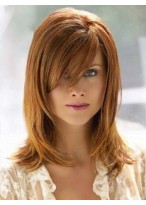 Boutique Simple Layered Straight Shoulder Length Full Lace Human Hair Wig about 12 Inches 