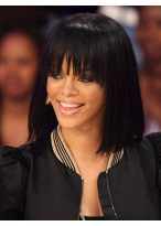 Rihanna Bob Style Dark Black Straight Wig 