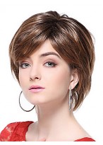 Brown Short Straight Synthetic Wig 