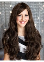 Beautiful Long Brown Remy Human Hair Wig 