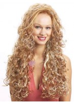 Extra Long Curly Synthetic 3/4 Capless Wig 