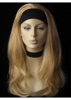 Long Natural Straight Synthetic 3/4 Wig 