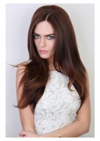 Beauty Long Sliky Straight Synthetic 3/4 Wig 
