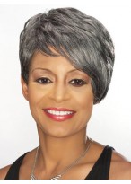 Short Side Swept Fringe Grey Wig 