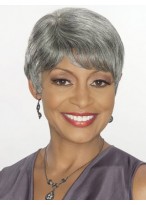 Short Straight Capless Grey Wig 