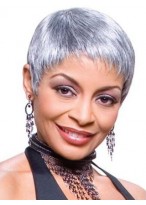 Short Boy Cut Synthetic Silver Wig 