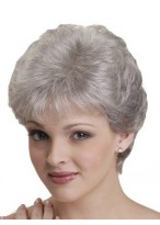 Short Synthetic Capless Straight Grey Wig 