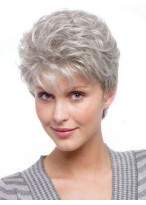 Graceful Wavy Short Cut Capless Grey Wig 