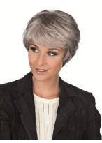 Side Long Fringe Synthetic Capless Grey Wig 