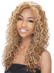 Fancy Long Curly Blonde No Bang African American Lace Wigs