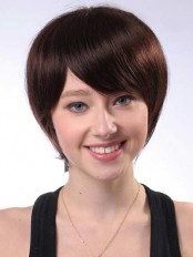 Classical Fun Simple Short Straight Human Hair Wig About 8 Inches